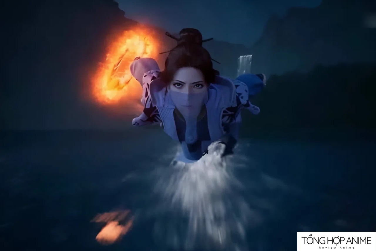 Hình ảnh Nam Cung Uyển với mái tóc búi cao, thể hiện vẻ đẹp thanh tao và quyền quý.