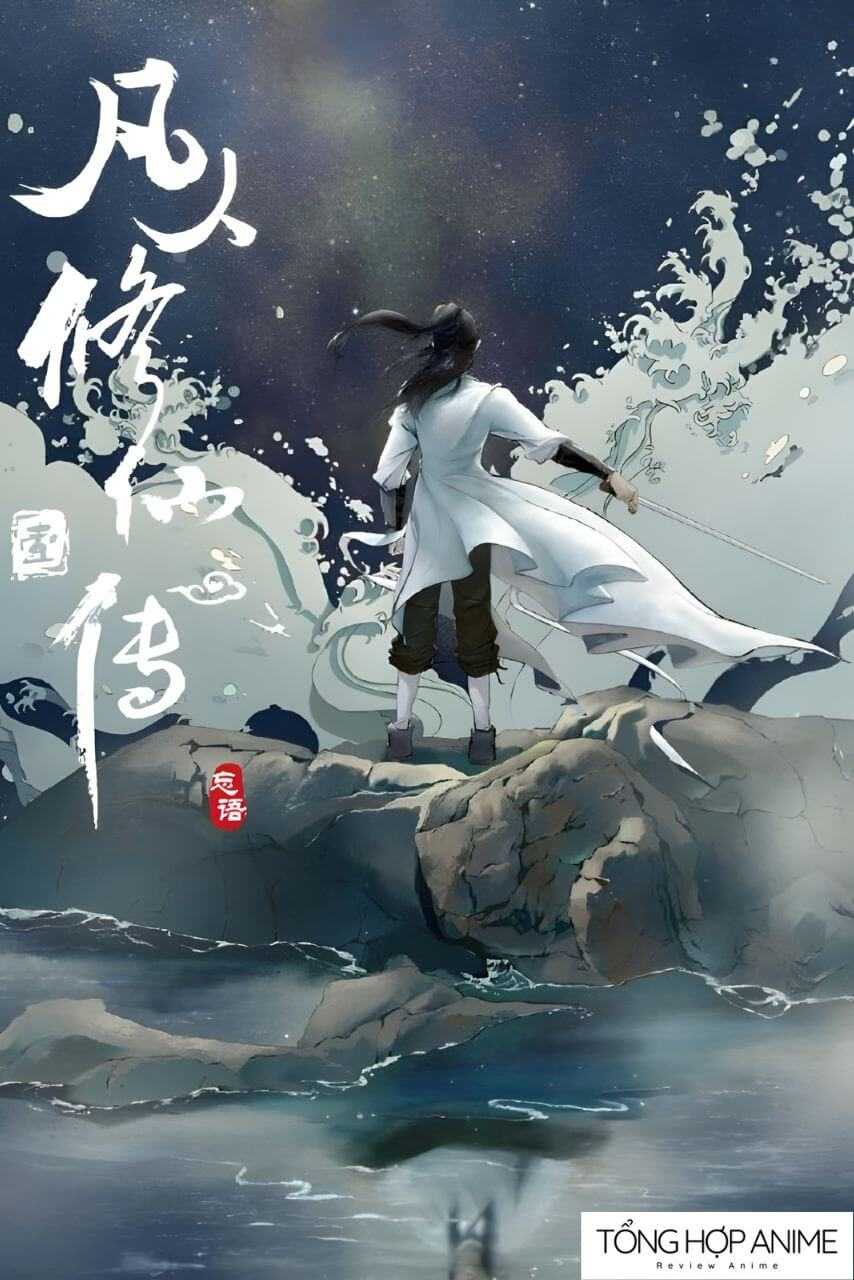 Bức họa Hàn Lập giữa sóng nước, biểu tượng cho ý chí tu tiên bất khuất.